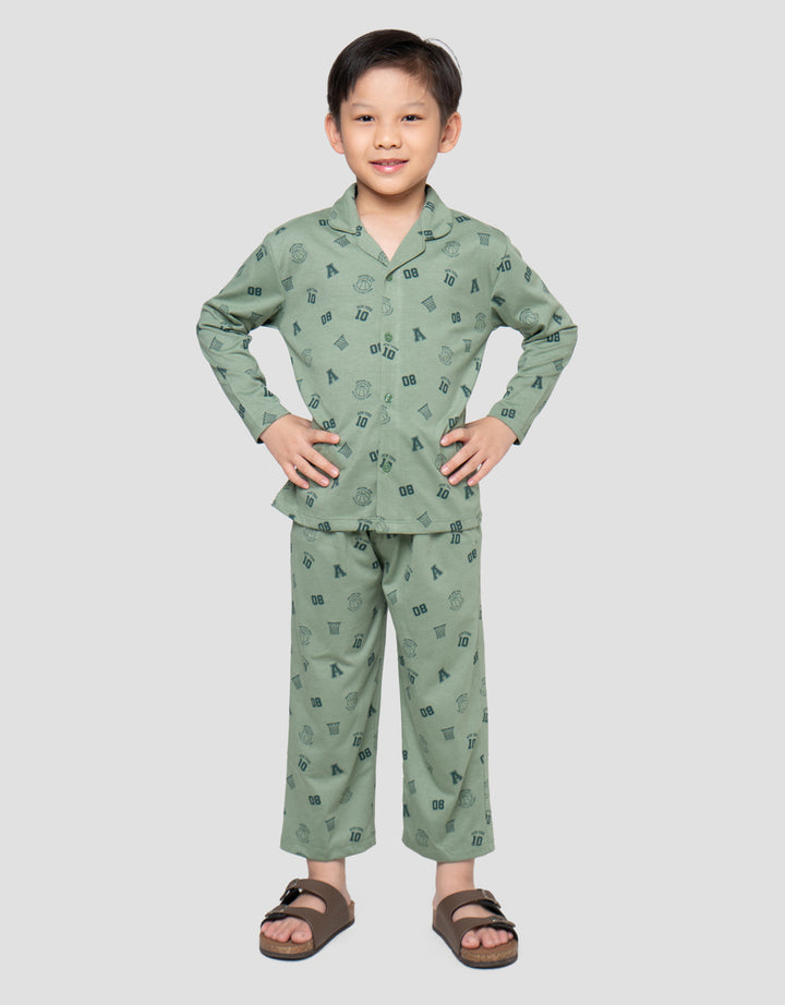 Little M Kerah Sport Pakaian Setelan Piyama Anak Laki-laki