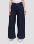 Connexion Wide Leg Full Length W/ Whisker Celana Jeans Wanita