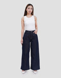 Connexion Wide Leg Full Length W/ Whisker Celana Jeans Wanita