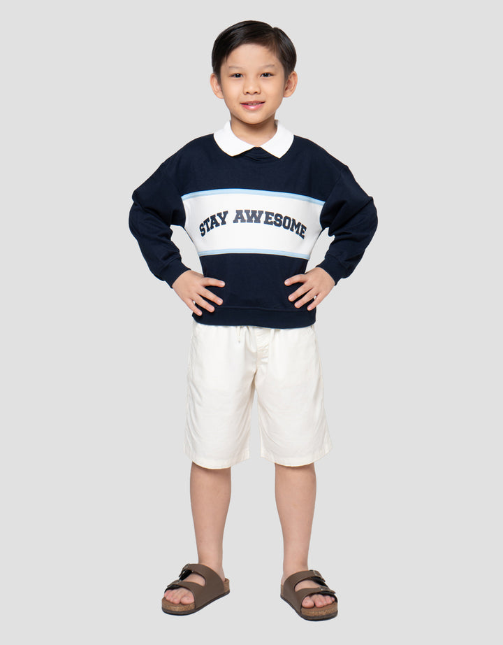 Little M Kerah Cut Sewn Sweater Oversize Anak Laki-laki
