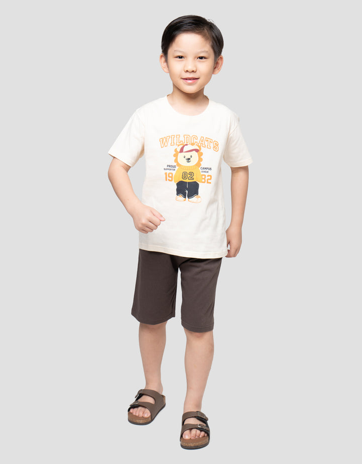 Little M Wildcats Lion Print Pakaian Setelan Anak Laki-laki