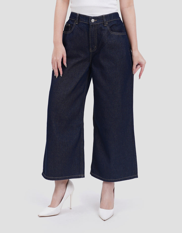 Connexion Mid Rise Crop Back Elastic Kulot Jeans Wanita
