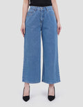 Connexion Mid Rise Crop Back Elastic Kulot Jeans Wanita