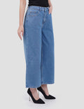 Connexion Mid Rise Crop Back Elastic Kulot Jeans Wanita