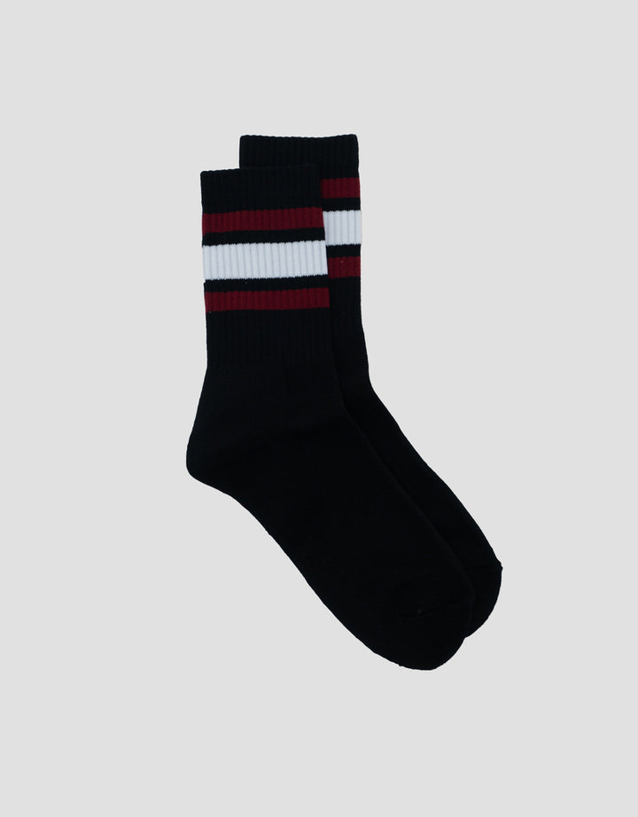 COLE 1PK QUARTER SPORT BLACK BASED STRIPE KAUS KAKI PRIA