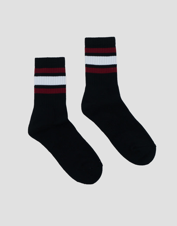 COLE 1PK QUARTER SPORT BLACK BASED STRIPE KAUS KAKI PRIA