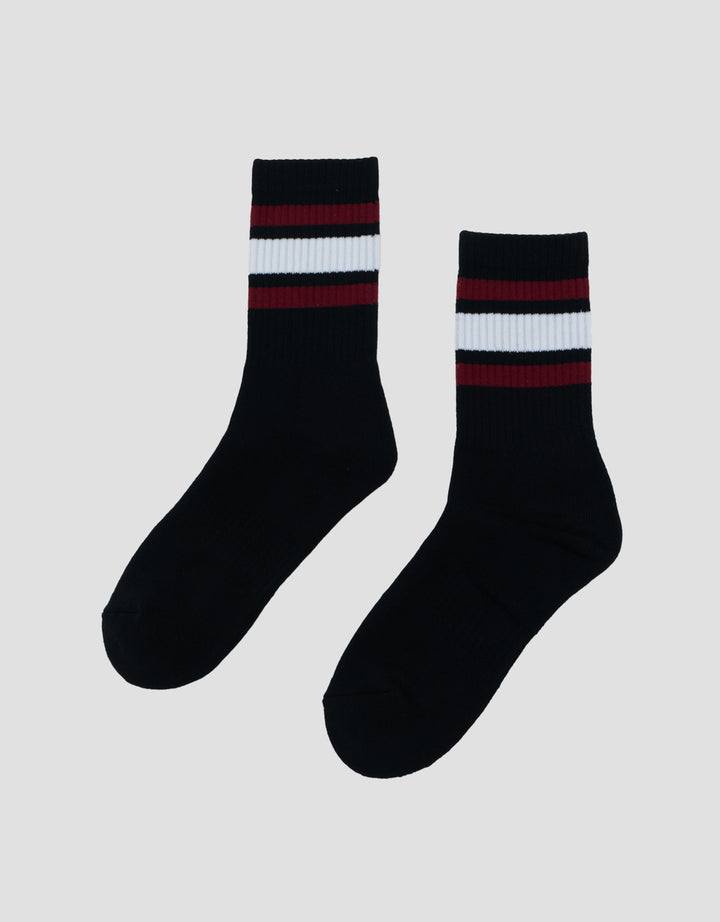 COLE 1PK QUARTER SPORT BLACK BASED STRIPE KAUS KAKI PRIA