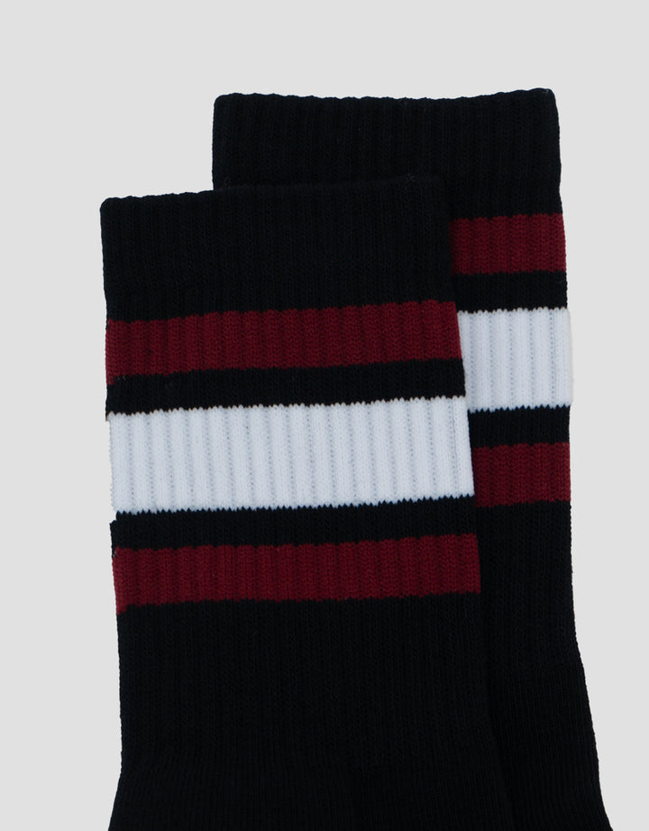 COLE 1PK QUARTER SPORT BLACK BASED STRIPE KAUS KAKI PRIA