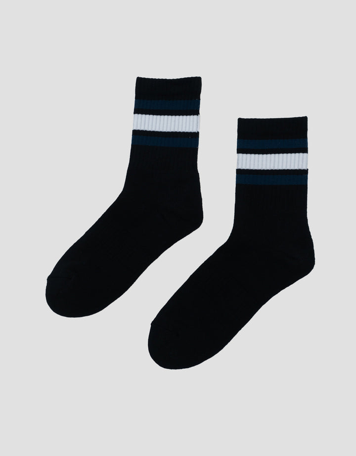 COLE 1PK QUARTER SPORT BLACK BASED STRIPE KAUS KAKI PRIA