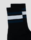 COLE 1PK QUARTER SPORT BLACK BASED STRIPE KAUS KAKI PRIA