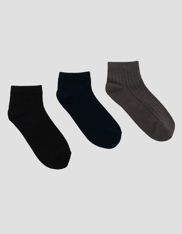 COLE 3PK ANKLE CASUAL SOLID RIB KAUS KAKI PRIA