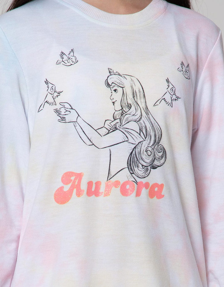 Disney Long Sleeve Midi Dress Tie Dye Princess Girl Power