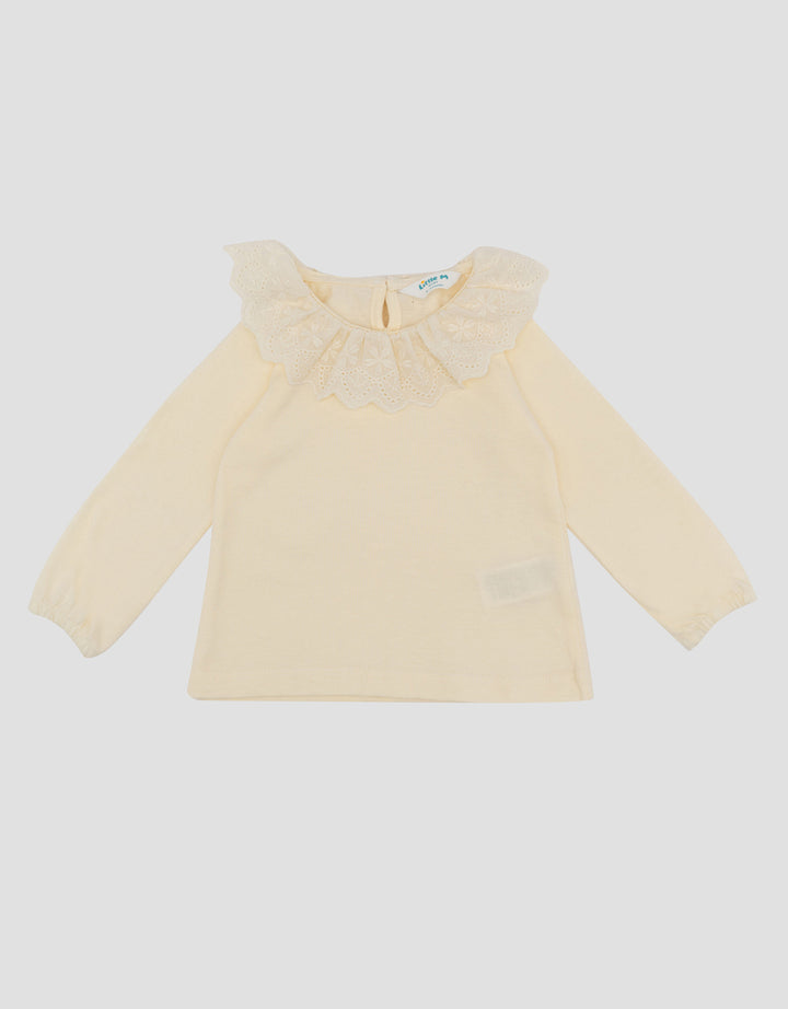 LITTLE M LACE COLLAR PLAIN KAOS BAYI