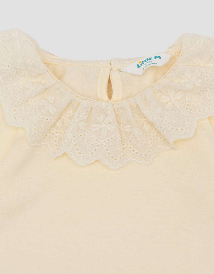 LITTLE M LACE COLLAR PLAIN KAOS BAYI