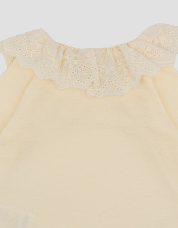 LITTLE M LACE COLLAR PLAIN KAOS BAYI