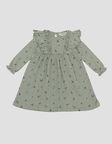 LITTLE M KERIPUT FULLPRINT FLOWER MIDI DRESS BAYI