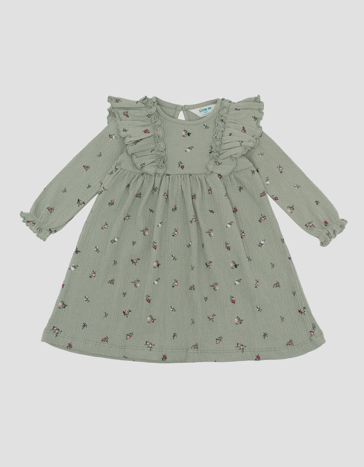 LITTLE M KERIPUT FULLPRINT FLOWER MIDI DRESS BAYI