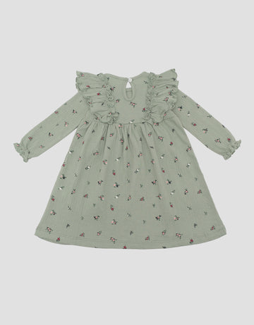 LITTLE M KERIPUT FULLPRINT FLOWER MIDI DRESS BAYI