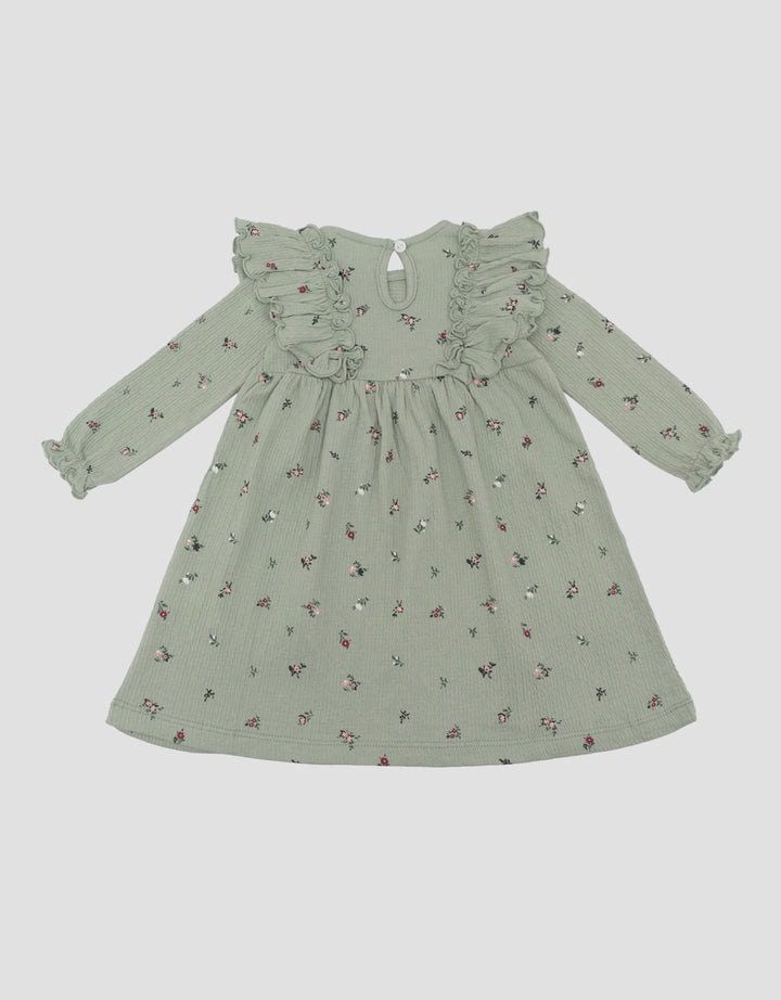 LITTLE M KERIPUT FULLPRINT FLOWER MIDI DRESS BAYI
