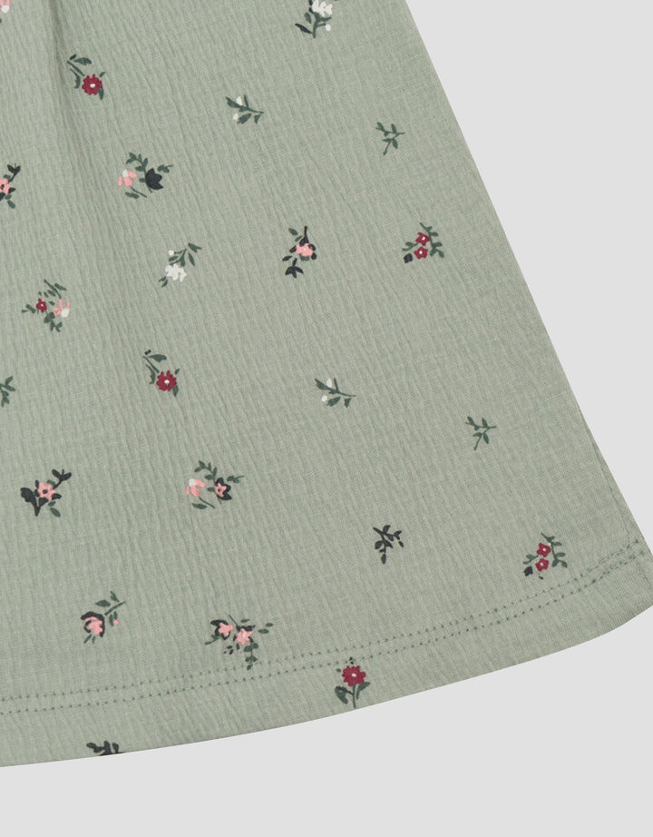 LITTLE M KERIPUT FULLPRINT FLOWER MIDI DRESS BAYI