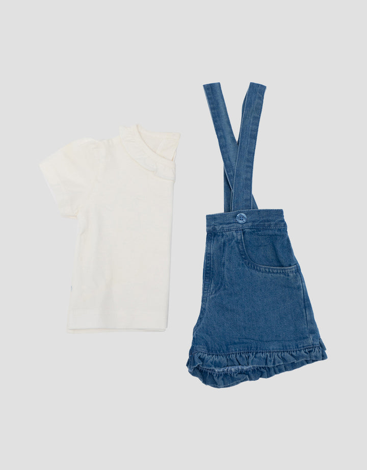 Little M 2Pc Ruffle Jumpsuit Denim Bayi