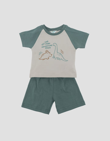 LITTLE M PRINT DINO PAKAIAN SETELAN BAYI