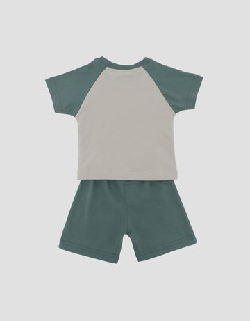 LITTLE M PRINT DINO PAKAIAN SETELAN BAYI