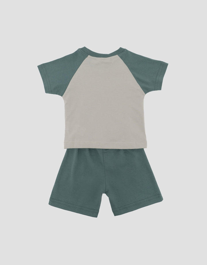 LITTLE M PRINT DINO PAKAIAN SETELAN BAYI