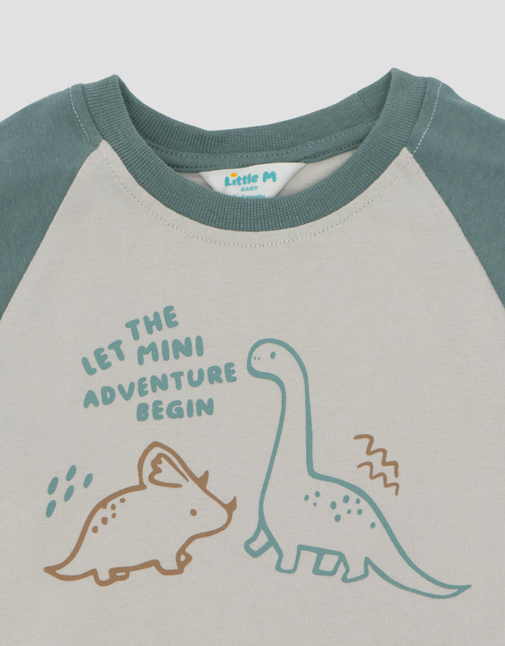 LITTLE M PRINT DINO PAKAIAN SETELAN BAYI
