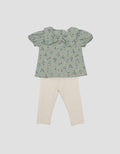 LITTLE M DOUBLE LAYER PRINT FLOWERS PAKAIAN SETELAN BAYI