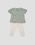 LITTLE M DOUBLE LAYER PRINT FLOWERS PAKAIAN SETELAN BAYI