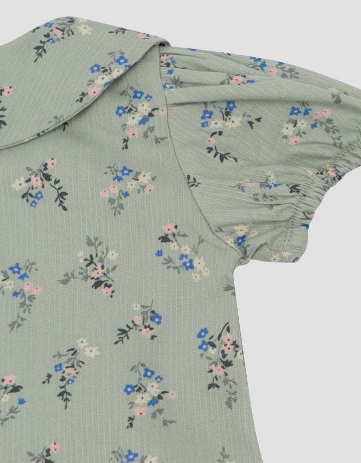 LITTLE M DOUBLE LAYER PRINT FLOWERS PAKAIAN SETELAN BAYI