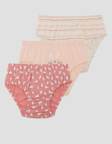 LITTLE M PACK OF 3 BUNNY STRIPE CELANA DALAM ANAK PEREMPUAN