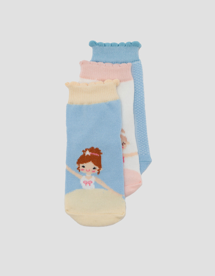 LITTLE M PACK OF 3 BALLERINA KAUS KAKI ANAK PEREMPUAN