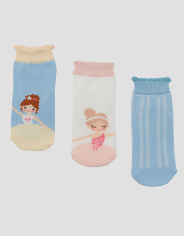 LITTLE M PACK OF 3 BALLERINA KAUS KAKI ANAK PEREMPUAN