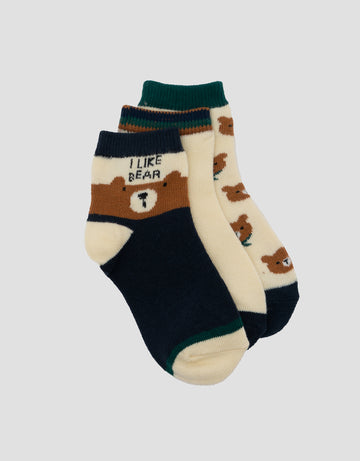 LITTLE M PACK OF 3 BEAR KAUS KAKI ANAK LAKI-LAKI