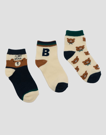 LITTLE M PACK OF 3 BEAR KAUS KAKI ANAK LAKI-LAKI