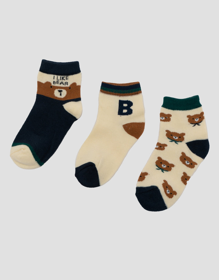 LITTLE M PACK OF 3 BEAR KAUS KAKI ANAK LAKI-LAKI