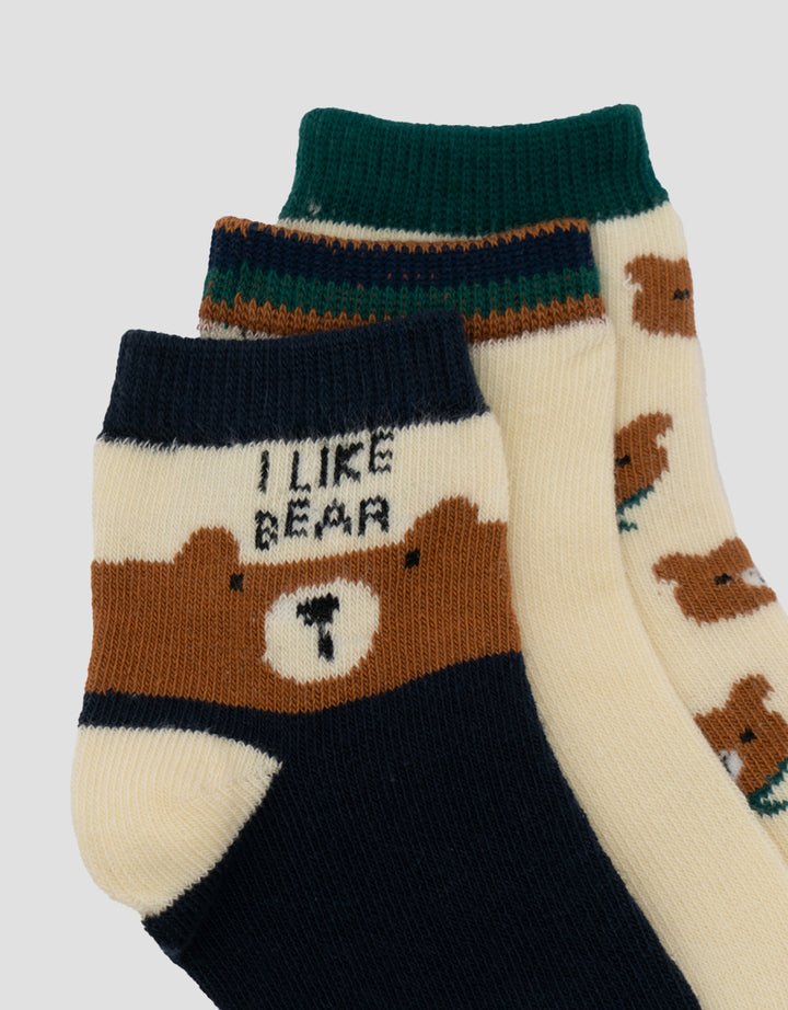 LITTLE M PACK OF 3 BEAR KAUS KAKI ANAK LAKI-LAKI