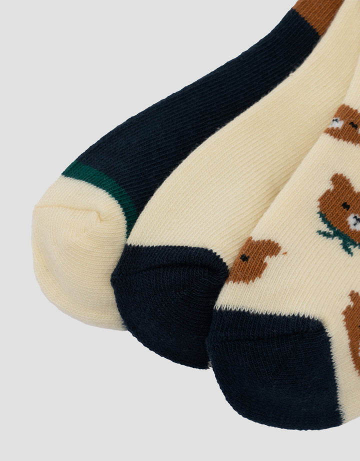 LITTLE M PACK OF 3 BEAR KAUS KAKI ANAK LAKI-LAKI
