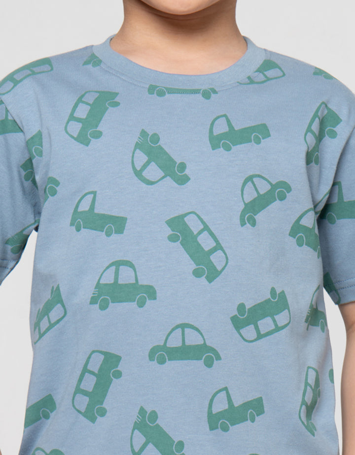Little M Fullprint Car Print Pakaian Setelan Anak Laki-laki
