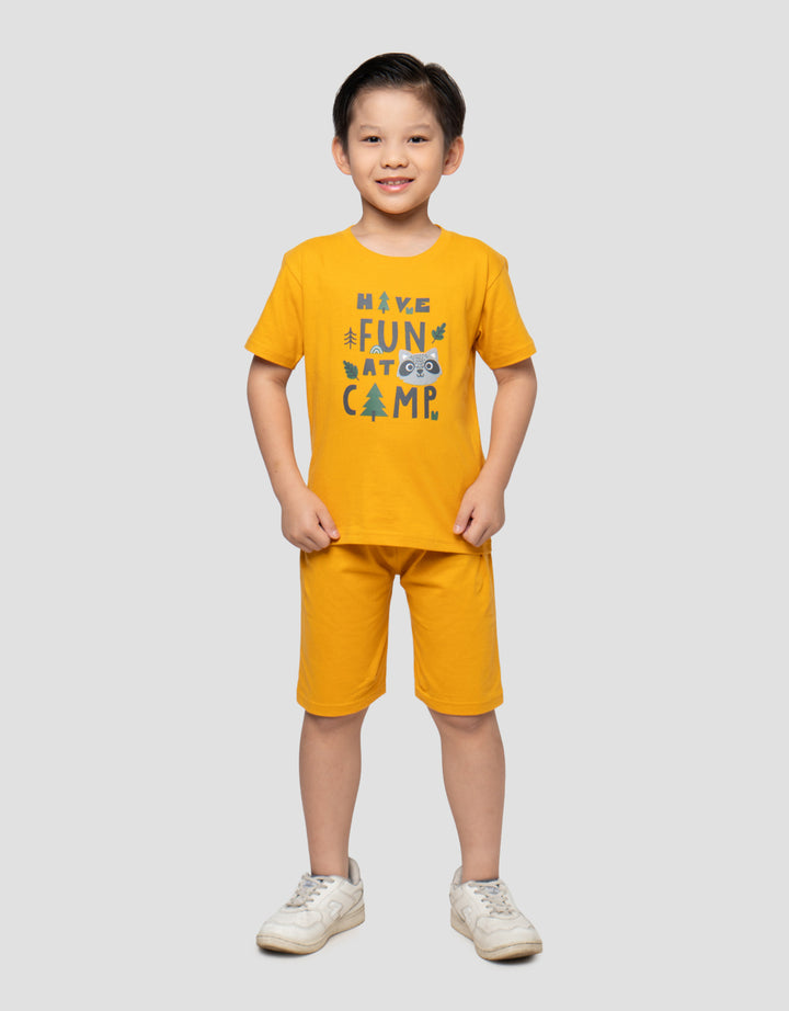 LITTLE M PRINT HAVE FUN AT CAMP PAKAIAN SETELAN ANAK LAKI-LAKI