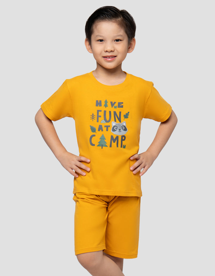 LITTLE M PRINT HAVE FUN AT CAMP PAKAIAN SETELAN ANAK LAKI-LAKI