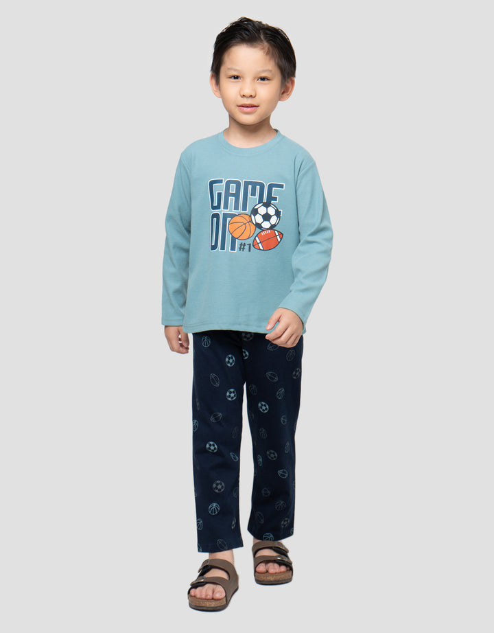 LITTLE M WAFLE DINO SNORE SETELAN PIYAMA ANAK LAKI-LAKI
