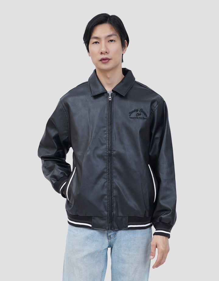 NEVADA BOXY FIT LEATHER WITH EMBROIDERY JAKET PRIA