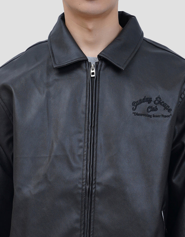NEVADA BOXY FIT LEATHER WITH EMBROIDERY JAKET PRIA