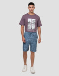 NEVADA KNEE LOOKS DENIM TEXT CELANA PENDEK PRIA