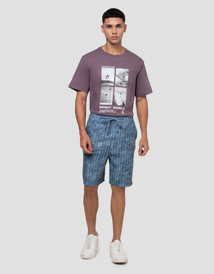 NEVADA KNEE LOOKS DENIM TEXT CELANA PENDEK PRIA