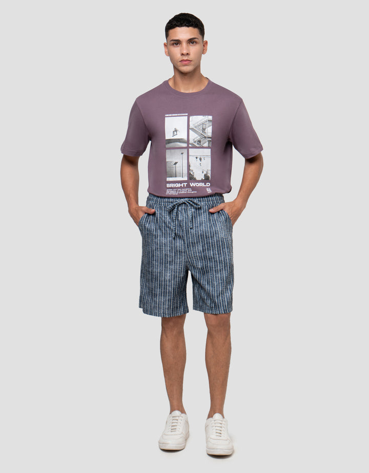 NEVADA KNEE LOOKS DENIM TEXT CELANA PENDEK PRIA