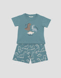 Little M Dino Print Pakaian Setelan Bayi